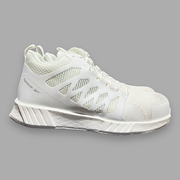 Reebok Fusion Flexweave Work Mens 9.5 White Mid-Cut Shoe RB4316 Composite EH SR - Picture 1 of 12